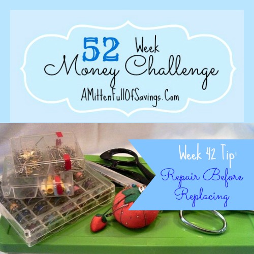 Repairing items before replacing them is a great way to save money. Read this great frugal tips on 52 Money Save Ways: Week 42: Repair Before Replacing