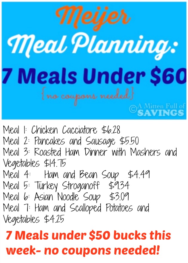 meijer meal planning, meijer deals, menu planning, budget friendly meals