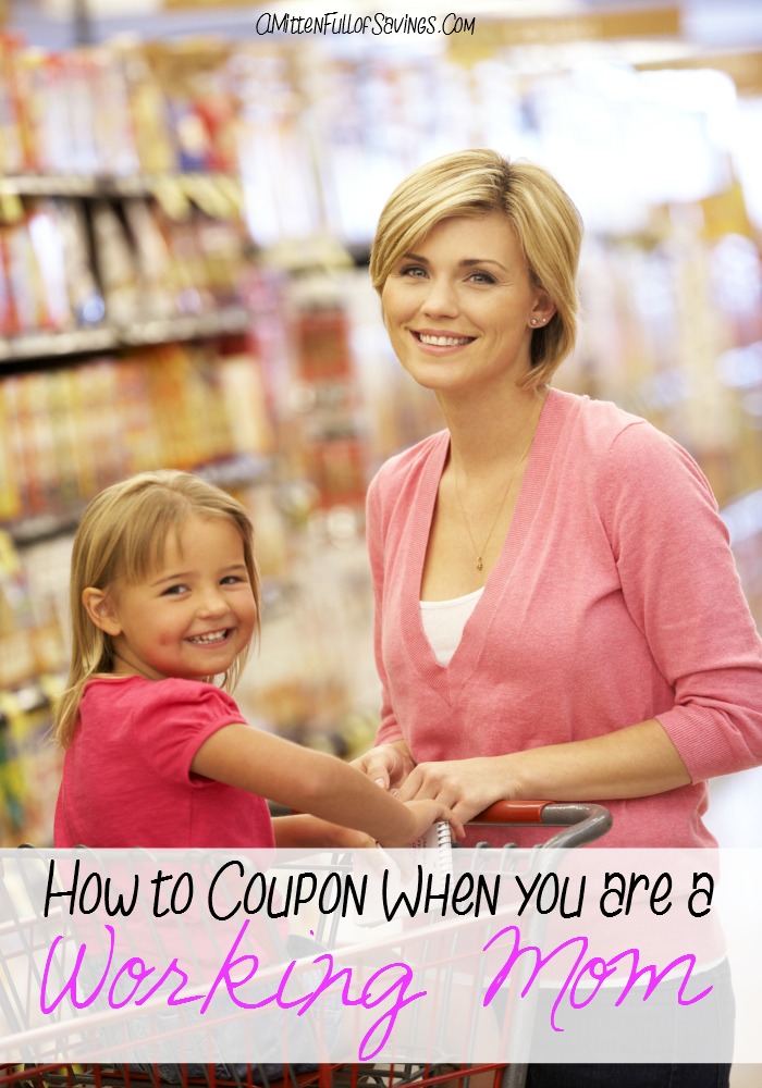 Sometimes you can just be too busy to coupon, but it's important to still save money in every way possible. There's a few tips and tricks on how you can still coupon as a busy Mom. Read How to Coupon When You Are a Working Mom