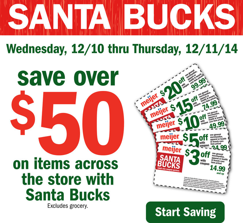 Meijer Santa Bucks is Back This Week!