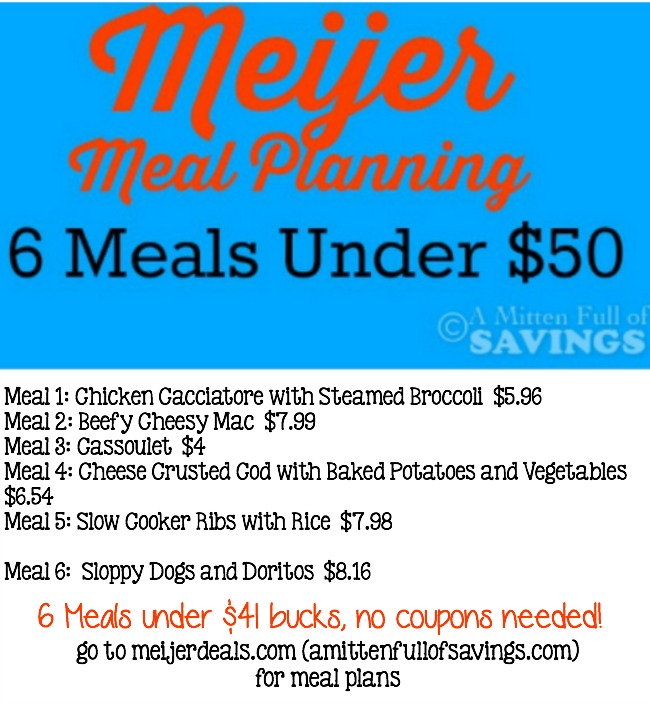 Meijer Meal Planning- Plan your meals for under $41 bucks this week