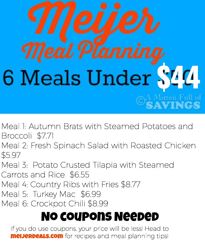 Meijer Meal Planning Week 9/13 : 6 Meals Under $44