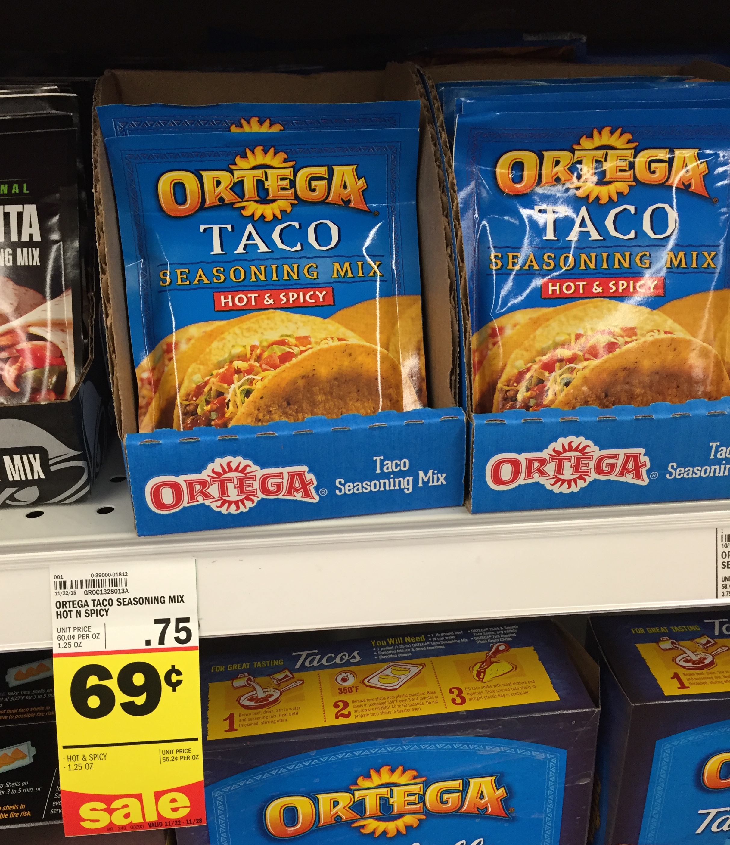 Meijer Deal Ortega Taco seasoning as low as .19!