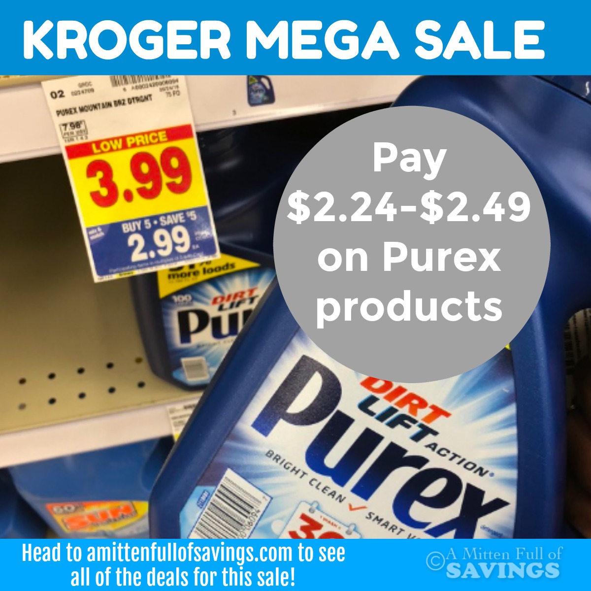Kroger MEGA: Grab Purex Crystals + Liquid Detergent as low as $2.24