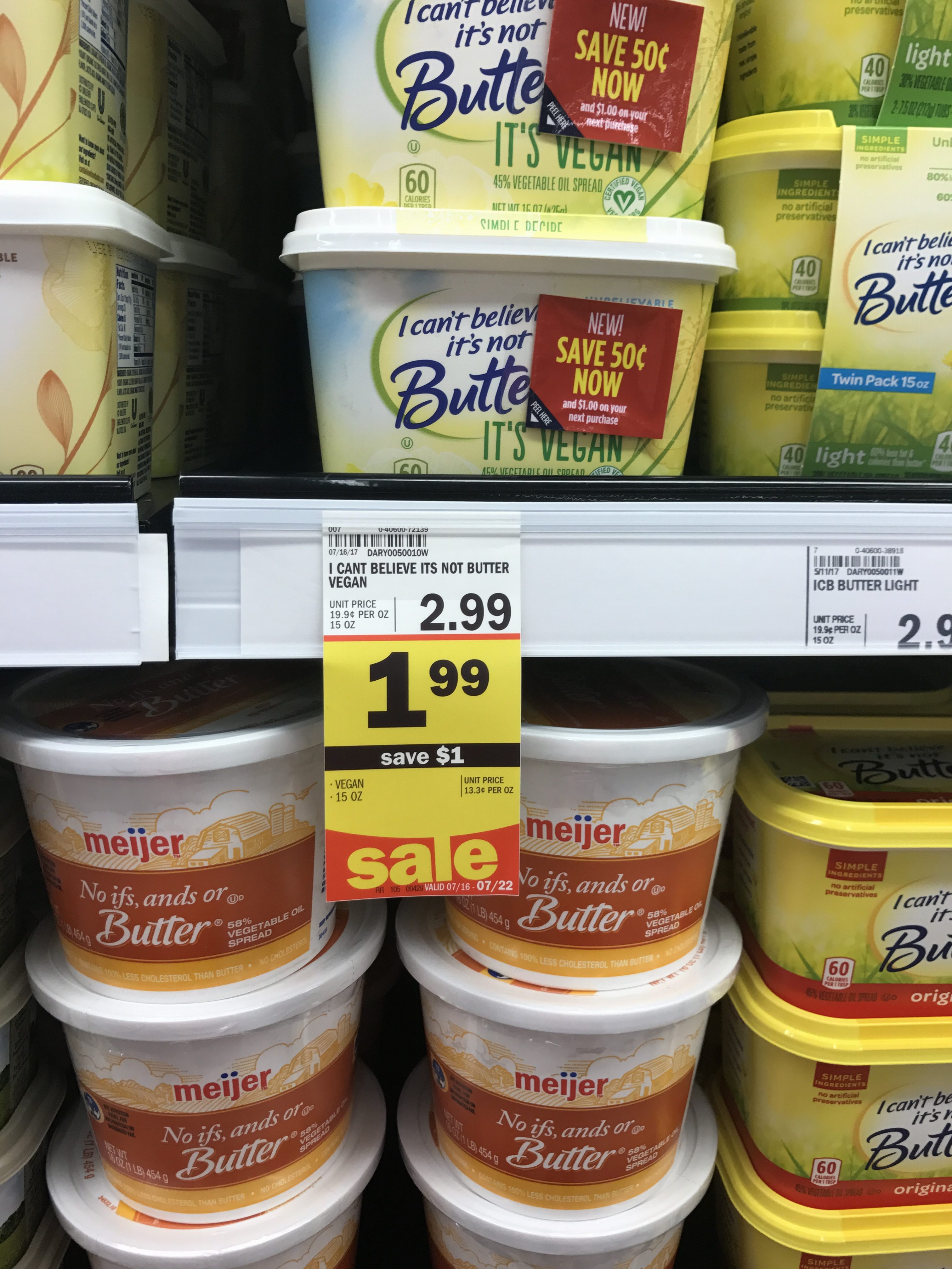 I can't believe it's not butter .99 1.50