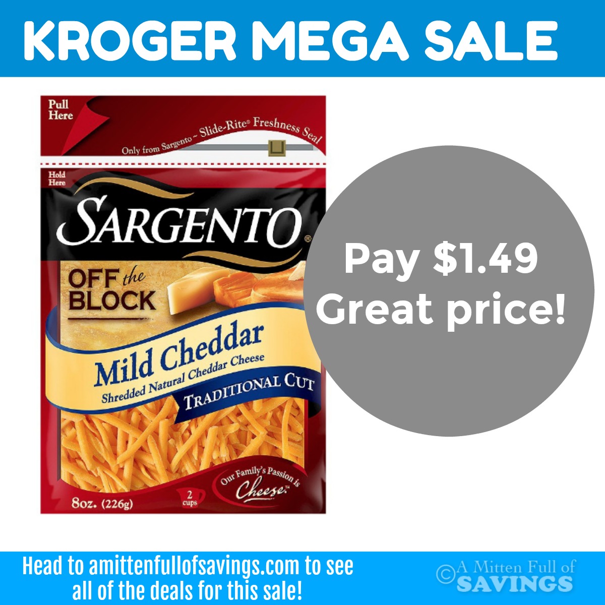 Kroger MEGA sale on Sargento Cheese