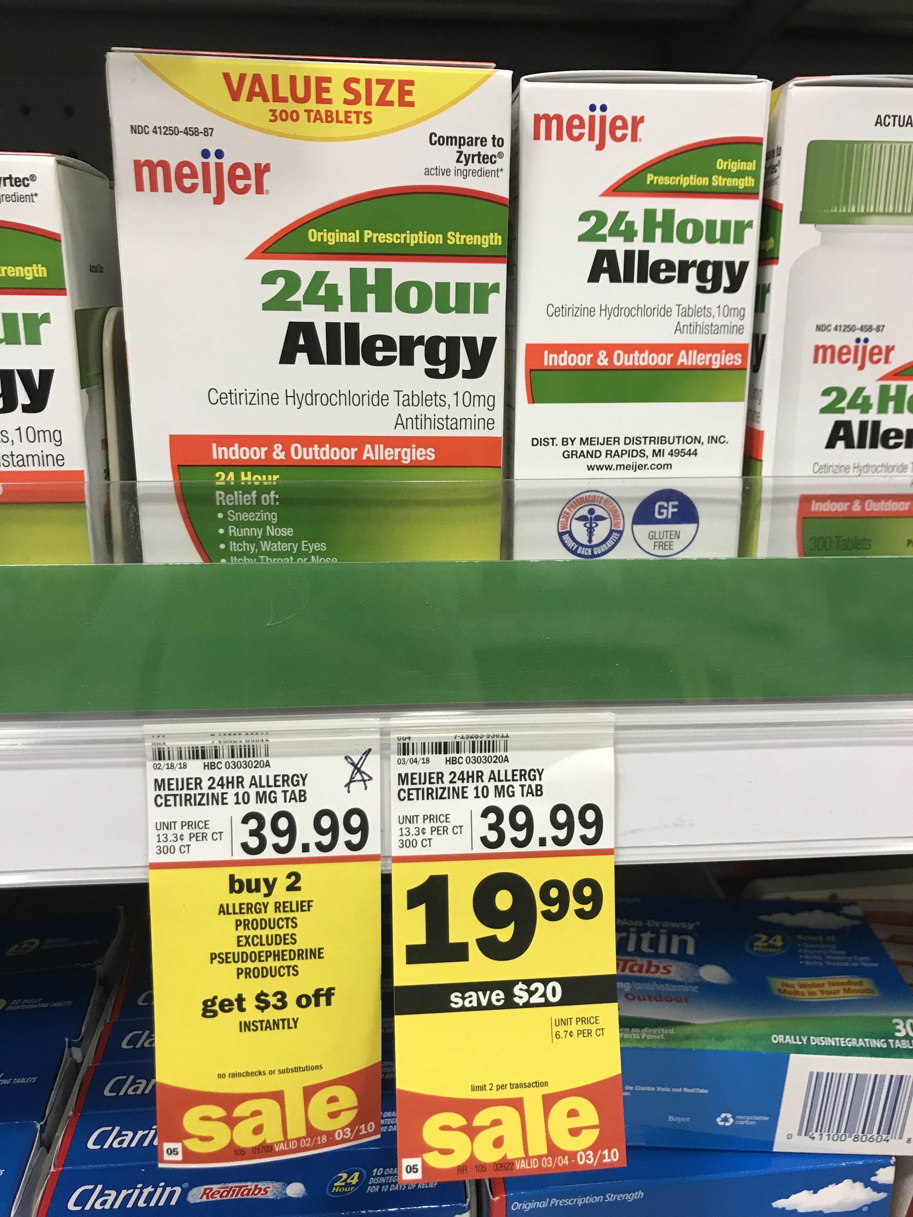 Meijer: No Coupon needed deal Meijer brand allergy medicine
