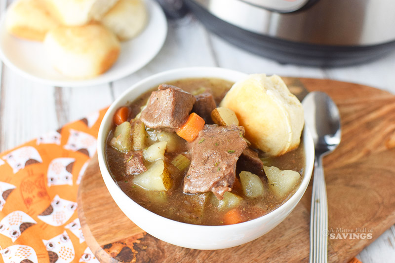 Making our Instant Pot Beef Stew will take you back to childhood and your grandma's dinner table!  Nothing reminds me of sitting down for a great meal like a bowl of my grandma's beef stew.  Rich and flavorful, it was the perfect way to warm up on a cold winter day.  This recipe brings you the comforting flavors you recall from childhood but ready in minutes instead of hours!
