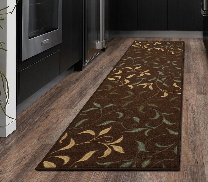 Amazon Deal Contemporary Leaves Design Kitchen Runner Rug 8.35