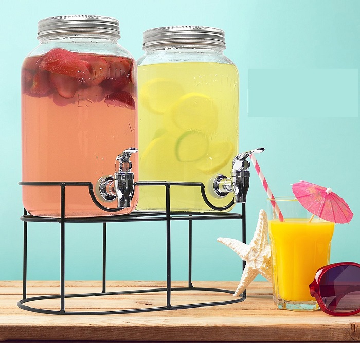 Amazon Deal Gallon Glass Mason Jars Double Beverage Dispenser On Metal