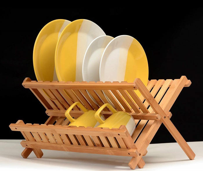 Amazon Deal Bamboo Collapsible Dish Drying Rack Fresh Outta Time