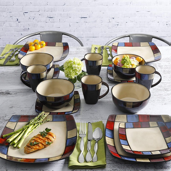 Amazon Deal Gibson Elite Square 16Piece Stoneware Dinnerware Set
