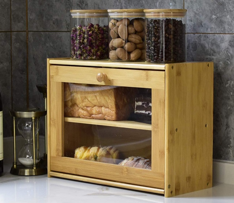 Amazon 2tier Bamboo Bread Box Bundle