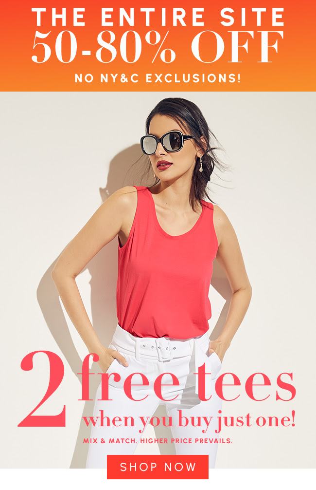 New York &amp; Co: Up to 80% off + B1G2 Free Tees!
